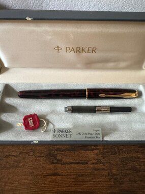 Parker Sonnet Firedance Fountain Pen 18K Gold Nib 23K Gold Plate Trim w/ Box